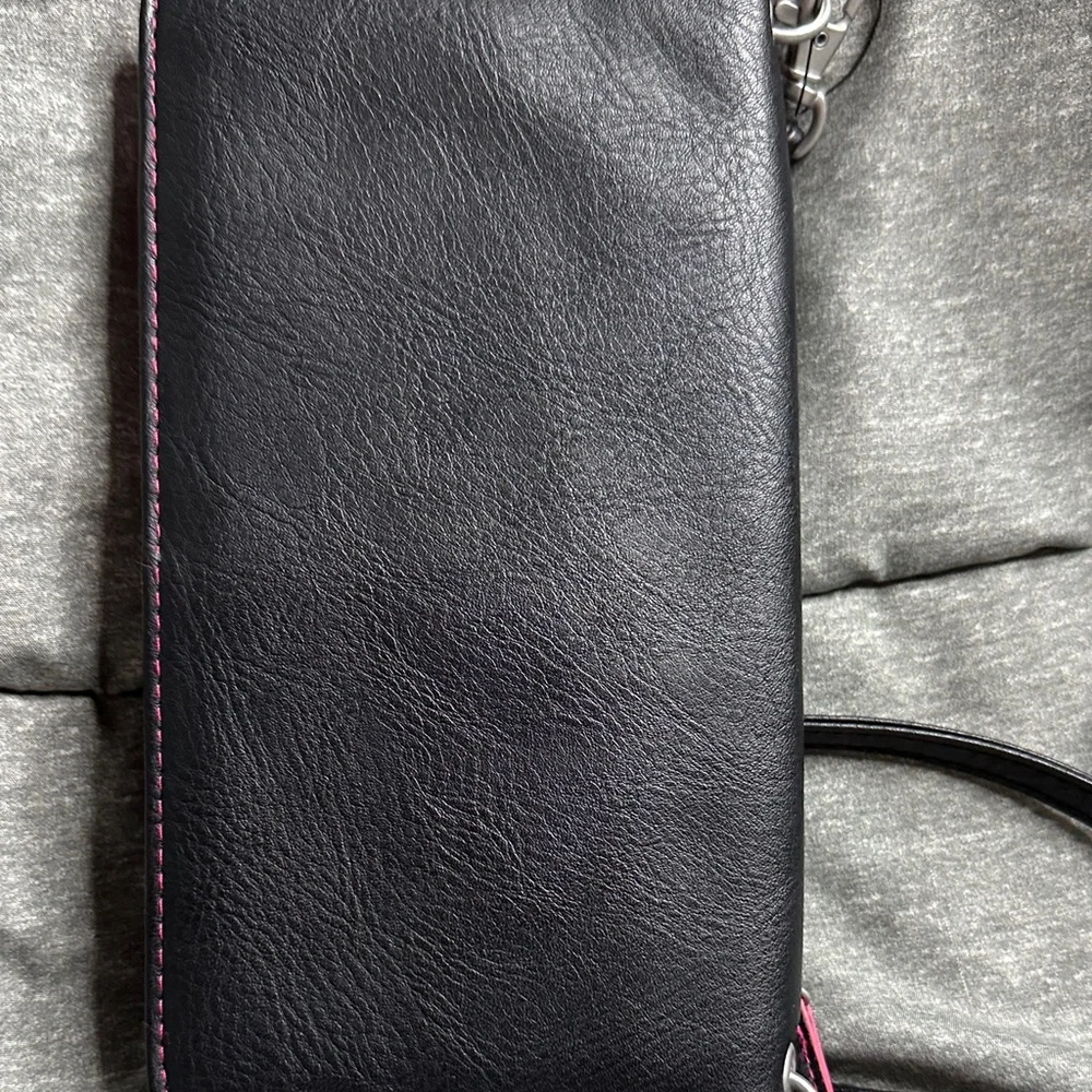 Skechers Crossbody Detachable Straps Card Holder Zip Pouch‎ Wallet Blk pink teal